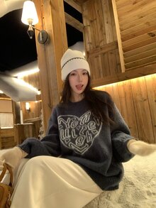 DAZY Women's Round Neck Long Sleeve Autumn/Winter Sweater - Blue - View 7