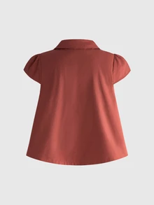 ROMWE Kawaii Women's Summer Graduation Outfit Vintage Preppy Peter Pan Collar Cute Casual Blouse - Burgundy - View 2