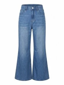 Balvessa Women's Casual Versatile Flare Leg Denim Jeans With Pockets - Blue - View 5