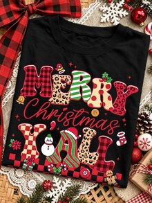 EMERY ROSE Halloween Leopard Print Bow Pumpkin Plus Size T-Shirt Vintage Print Autumn Loose Short Sleeve Women - Black - View 1