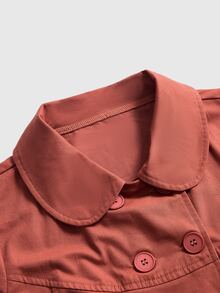 ROMWE Kawaii Women's Summer Graduation Outfit Vintage Preppy Peter Pan Collar Cute Casual Blouse - Burgundy - View 3