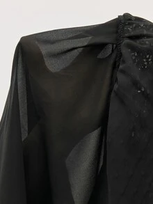 Maija Women's Patchwork Sequin Front Tie Polka Dot Mesh Fashion Blouse - Black - View 8