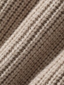 DAZY Khaki High Neck Ribbed Knit Fitted Long Sleeve Batwing Sleeve Ruched Waist Casual Versatile Slouchy Knit Sweater For Women - Pink - View 4