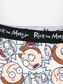 Rick and Morty X SHEIN Men's Letter & Cartoon Print Casual Daily Boxer Briefs - White - View 4