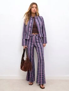 Nöista New Chinese Style Long Sleeves Casual Striped Jacket - Purple - View 4
