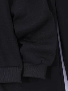 青少年男孩抓絨連帽衛衣運動服套裝 休閒冬季街頭風紅色蜘蛛圖案套裝 - 黑色 - 查看 8