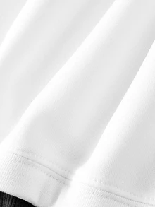SHEIN MOD 女款不對稱肩部鏤空設計 2 合 1 掛脖式運動衫 - 黑與白 - 查看 4
