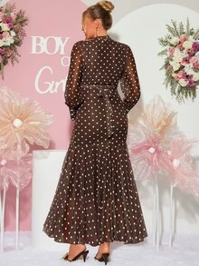 Loomaby Đầm chấm bi phong cách thường ngày cho bà bầu, phù hợp đi tiệc và du lịch - Nhiều màu - Xem 7