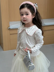 DAZY Infant/Toddler (Girl) Bow Print Long Sleeve Autumn/Winter Top - White - View 5