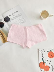 Lowkey Lull Calcinha Boyshort Feminina 100% Algodão Texturizada Confortável, Estilo INS Casual Y2K, Prática, Macia, Minimalista, Jacquard - Rosa chiclete - Visão 2