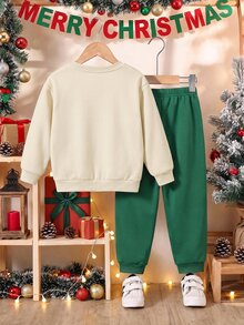 Infant Round Neck Long Sleeve Long Pants Casual Comfortable Set, Classic Christmas Pattern Print, Classic Cute Tiger Pattern Print, Christmas Sloth Pattern Print, Classic Christmas Crocodile Pattern Print, Suitable For Christmas, Suitable For Autumn/Winter - Multicolor - View 4