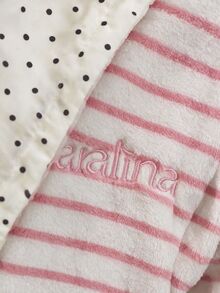 Aralina 女款秋冬可正反穿可愛柔軟刷毛紋理條紋對比色睡衣 - 粉色 - 查看 5