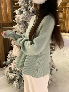 DAZY Women's Round Neck Korean Style Long Sleeve Autumn/Winter Sweater - Mist Green - View 3
