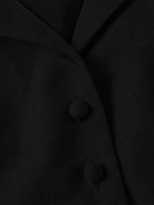 SHEIN MOD 女款純色鈕扣設計短袖百褶寬腿連身褲，白色海灘風夏季法式優雅，萬聖節、返校季適用 - 黑色 - 查看 4
