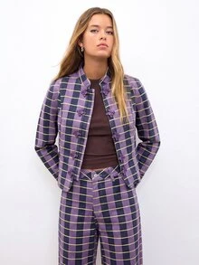 Nöista New Chinese Style Long Sleeves Casual Striped Jacket - Purple - View 7