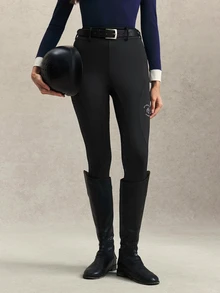 Activina Women's Letter Print Pocket Design Equestrian Pants - Black - View 2