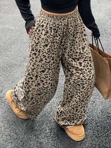 Livesso Elastic Waist Casual Cargo Minimalist Beige Long Pants Vacation Formal Fall - Camel - View 1