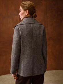 MOTF PREMIUM WOMEN'S AUTUMN/WINTER LARGE LAPEL DOUBLE-BREASTED OPEN FRONT OVERCOAT - Coffee Brown - View 3