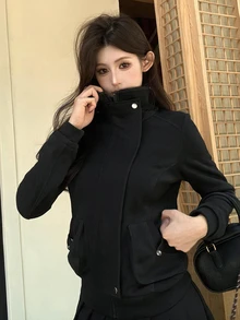 DAZY Women's Solid Color Hooded Korean Style Jacket Fall - Black - View 4