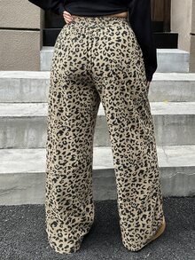 Livesso Elastic Waist Casual Cargo Minimalist Beige Long Pants Vacation Formal Fall - Camel - View 2