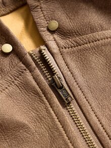 ROMWE Hippie 嬉皮復古辣妹深棕色PU皮革青銅鉚釘裝飾女款背心 - 咖啡棕 - 查看 3