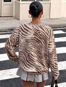 Muchica Women's Fashion Zebra Print Long Sleeve T-Shirt Suitable For Daily Commute And Outings - Multicolor - View 2