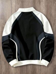 OldRiff 男士休閒幾何印花 Polo 領套頭運動衫 - 彩色 - 查看 2