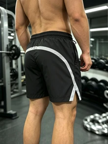 GymBeat Men's Drawstring Waist Casual Versatile Daily Travel Sports Shorts - Black - View 2