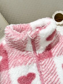 SHEIN 女嬰可愛百搭休閒毛絨長袖冬季外套 - 彩色 - 查看 4