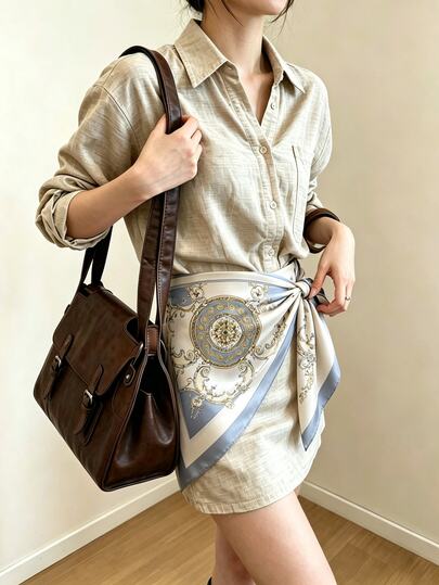 DAZY Women's Baroque Pattern Fashion Square Scarf, Suitable For Mother's Day Gift
