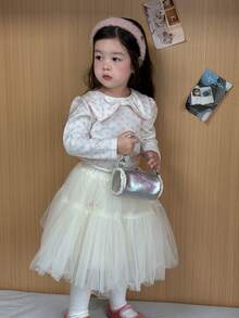 DAZY Infant/Toddler (Girl) Bow Print Long Sleeve Autumn/Winter Top - White - View 10