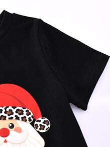 Young Boy Christmas Pattern Knitted Soft Crew Neck Short Sleeve Pullover T-Shirt Kids - Black - View 9