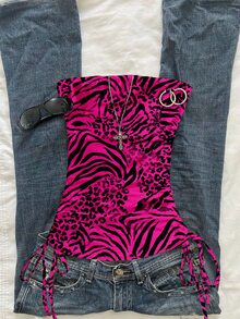 Attitoon Women's Sexy Leopard Print Drawstring Tie Bandeau Top - Multicolor - View 1