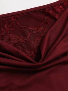 Sweetra Y2K Sexy Lace Patchwork Commuter Versatile College Casual Skirt 2 Pieces Set - Burgundy - View 5