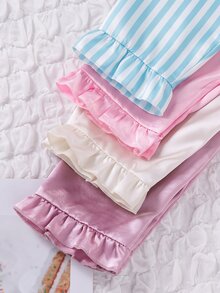 女嬰粉色蝴蝶結印花長袖褲裝 2 件套居家服，春/夏 - 藍色 - 查看 3