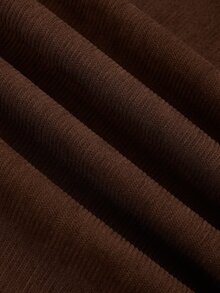 Sweetra Plus Size Women's Coffee Brown Corduroy Collar Cinched Waist Ruffle Tie Cuff Long Sleeve Blouse - Coffee Brown - View 3