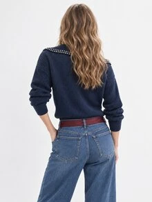 Dayvera Autumn/Winter Women's Casual Versatile Daily Wear Long Sleeve Sweater,Going Out Tops - Royal Blue - View 2