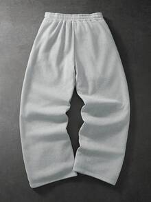 PAVTROS Men's Letter Embroidered Side Stripe Drawstring Waist Casual Sweatpants - Grey - View 3