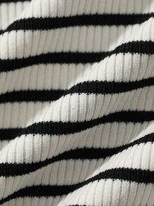 Dazy Plus Striped Loose Casual Short Sleeve Versatile Spring/Summer New T-Shirt - Black and White - View 5