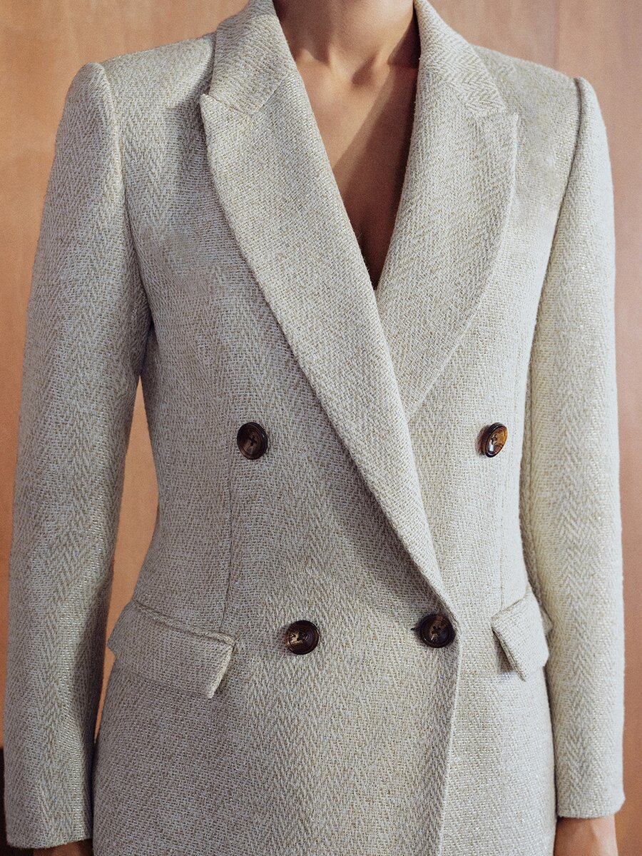 MOTF PREMIUM WOMEN'S SOLID COLOR FASHION VERSATILE LONG SLEEVE BLAZER - Apricot - View 2