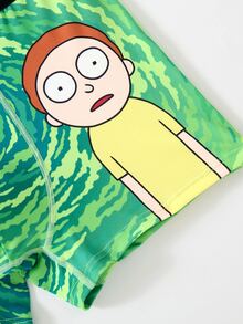 Rick and Morty X SHEIN Men's Letter Cartoon Print Casual Everyday Boxer Briefs - Green - View 7