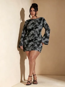 SHEIN BAE 大尺碼女款紮染休閒日常夏季旅行連身裙 - 彩色 - 查看 4