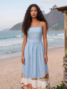 CAJUNI Tropical Chic Vintage Rio Midi Dress - Dark Blue - View 7