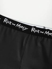 Rick and Morty X SHEIN سروال داخلي رجالي بطبعة كرتونية - أبيض وأسود - مشاهدة 8