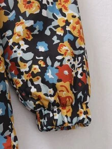 SHEIN 少女款米色長袖休閒連帽外套，抓絨面料，秋季服飾，酷女孩風，可愛時尚經典，梭織花卉圖案，長款拉鍊開襟 - 彩色 - 查看 7