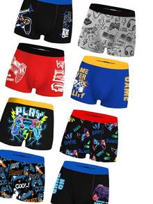 5pcs Random Boys Boxer Briefs, Multiple Game Console Print Patterns, Soft Skin-Friendly Fabric, Suitable For Tween Boys - Grey - View 6