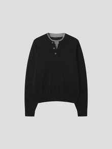 DAZY Spring/Autumn Black Decorative Button 2 In 1 Korean Style Casual Men's Sweater - Black - View 7