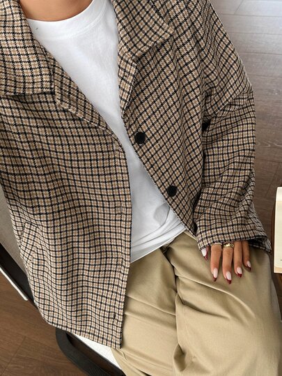 Dazy Plus Plus Size Women's Plaid Casual Versatile Daily Travel Long Sleeve Jacket