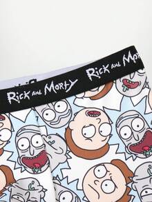 Rick and Morty X SHEIN Men's Letter & Cartoon Print Casual Daily Boxer Briefs - White - View 5