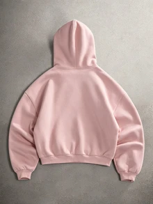 STYNVO Men's Embroidered Zip-Up Long Sleeve Hooded Sweatshirt - Pink - View 2